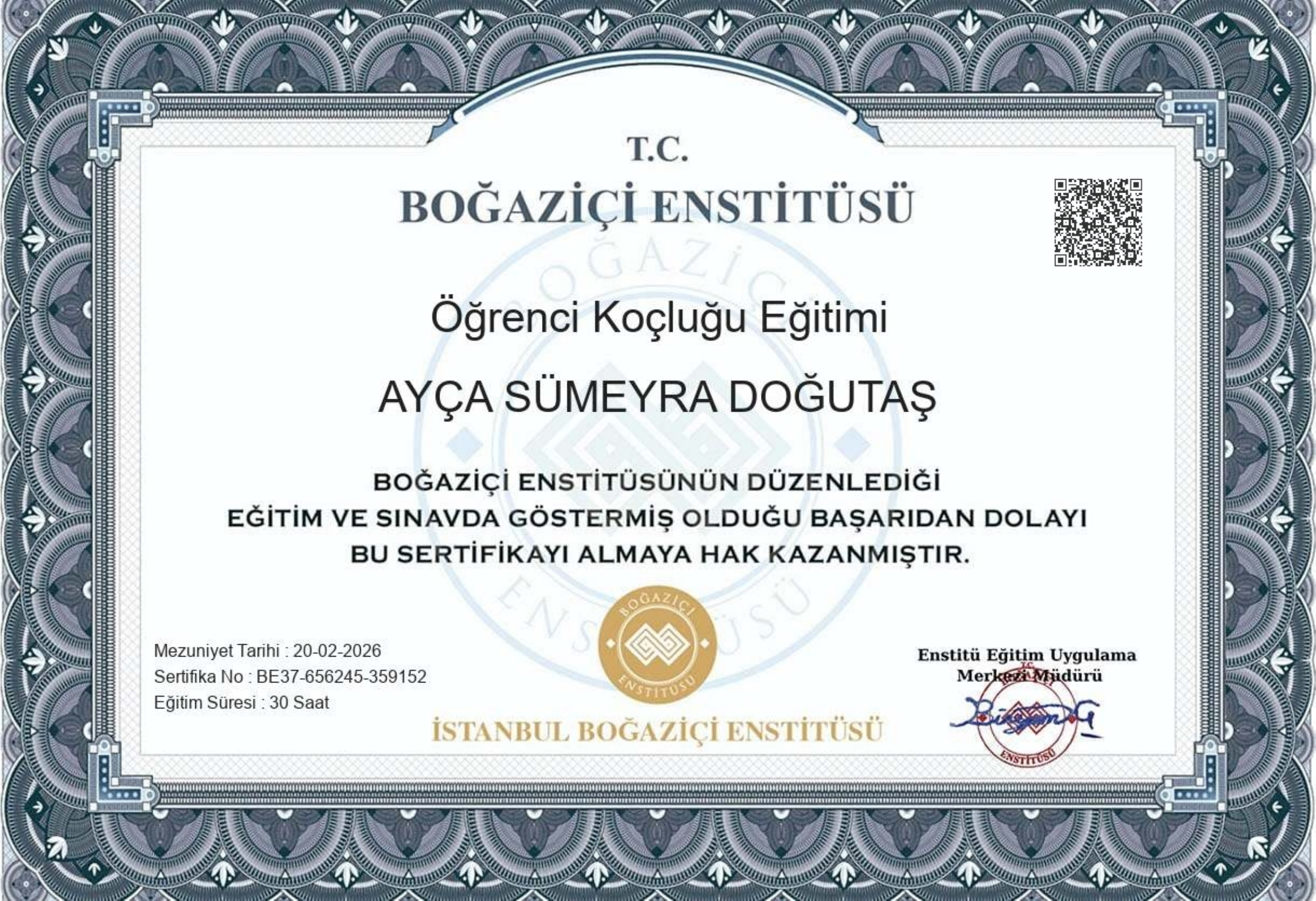 Öğrenci Koçluğu Sertifikası (Türkçe)